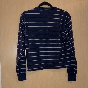 Brandy Melville Navy Blue Striped Long Sleeve Shirt